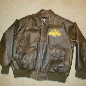 Tuskegee Airmen A-2 Bomber Coat Jacket Brown Genuine Leather Men’s 2XL